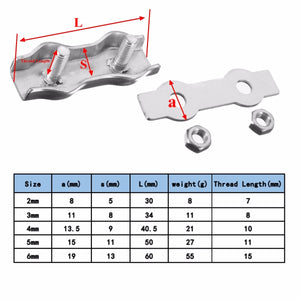 10Pcs  Double Clamps Buckle Stainless Steel Buckle Cable Connector - Retail Heaven