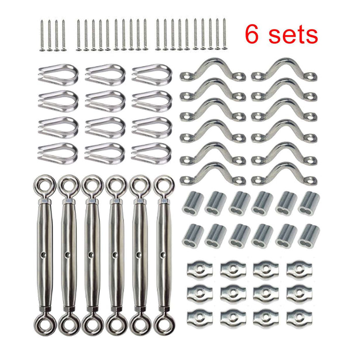 6 Sets For 1/8'' Cable Railing Decking Tools Kit 316 Stainless Steel Turnbuckle Tensioner Cable Steel Wire Rope Fittings Kit - Retail Heaven