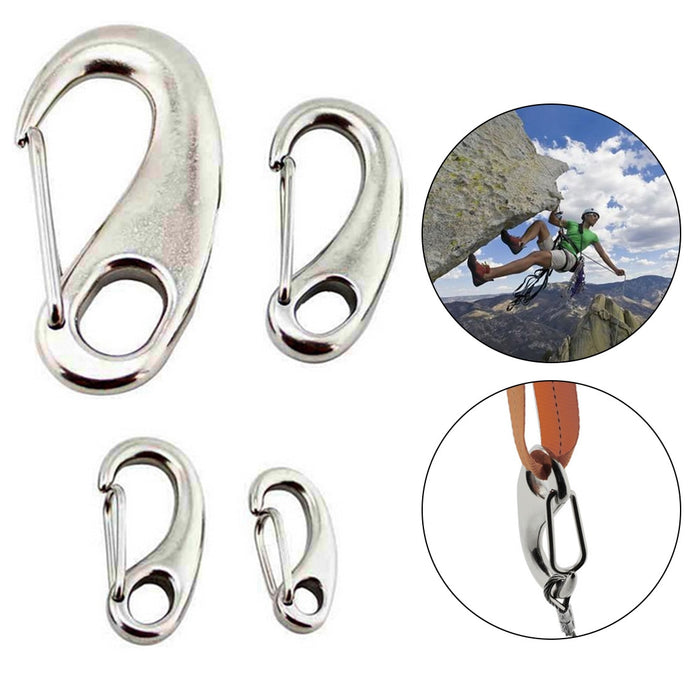 2PCS Boat Marine Stainless Steel Egg Shape Spring Snap Hook Clips Quick Link Carabiner Buckle Eye Shackle Lobster Claw Outdoor - Retail Heaven