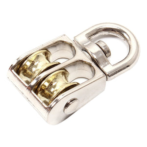 Double Sheave Swivel Eye Rope Pulley Zinc plated - Retail Heaven