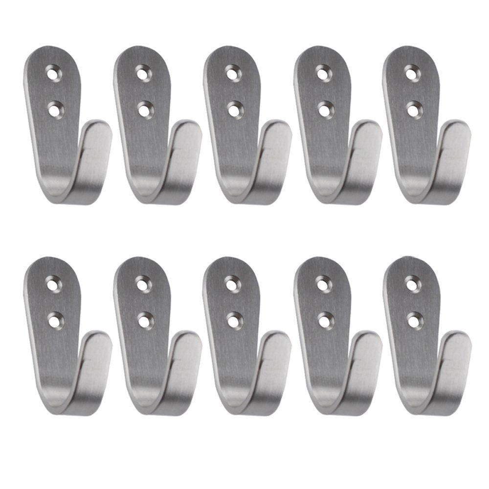 Screw Single Hooks, Coat Hat Wall , Bath Towel Hook Heavy Duty Wall Mount Hooks (Pack of 10) - Retail Heaven
