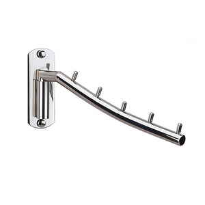 Wall Mounted Clothes Hanger Rack, Stainless Steel Garment Hooks Swing Arm Holder - Retail Heaven