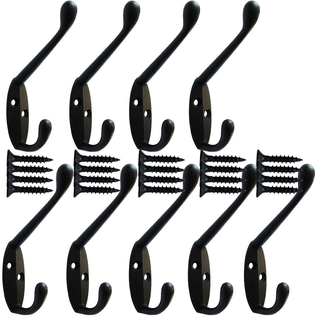 Coat Hat Hook Wall Hooks Bath Towel Closet Clothes Rail Garment, Wall Mount Entryway,10 Packs - Retail Heaven